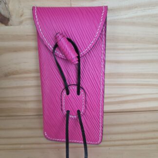 Étui à lunettes enfant rose cousu crème