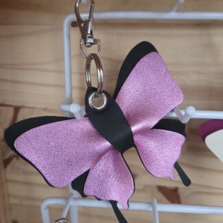 Porte clé papillon Rose et noir