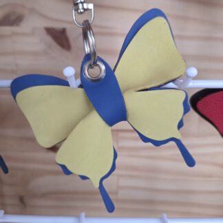 Porte clé papillon Jaune et bleu