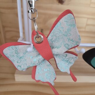 Porte clé papillon Blanc et orange